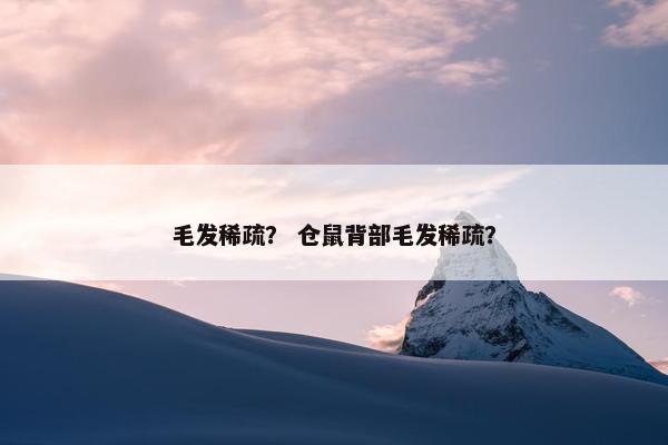 毛发稀疏？ 仓鼠背部毛发稀疏？