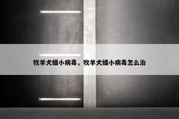 牧羊犬细小病毒，牧羊犬细小病毒怎么治