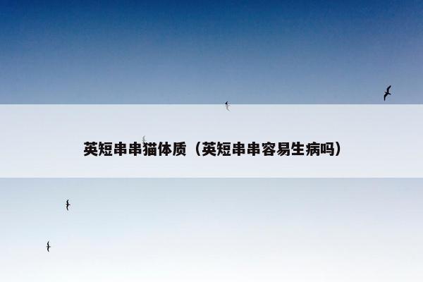 英短串串猫体质（英短串串容易生病吗）