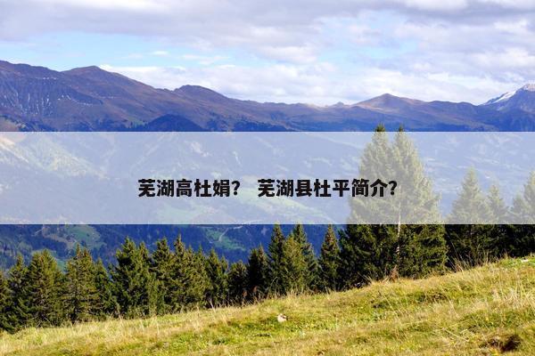 芜湖高杜娟？ 芜湖县杜平简介？