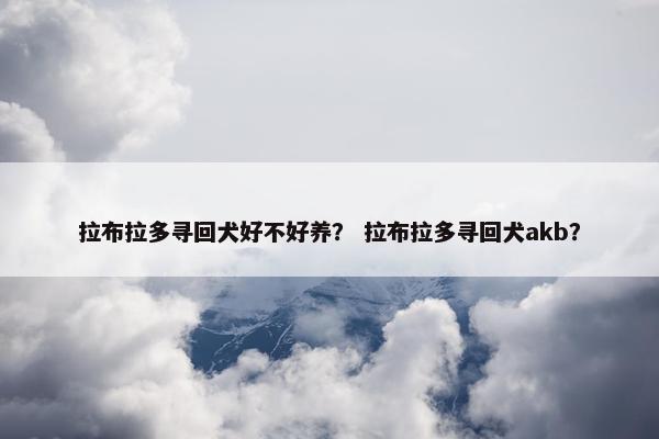 拉布拉多寻回犬好不好养？ 拉布拉多寻回犬akb？