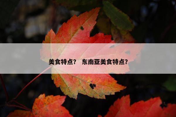 美食特点？ 东南亚美食特点？
