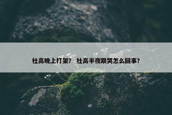 杜高晚上打架？ 杜高半夜跟哭怎么回事？