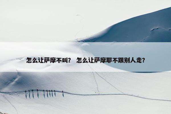 怎么让萨摩不叫？ 怎么让萨摩耶不跟别人走？